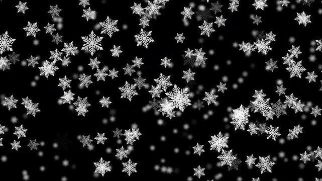 雪の結晶04 中 下降 パターン01 白色 ループ 10秒 （透過背景）