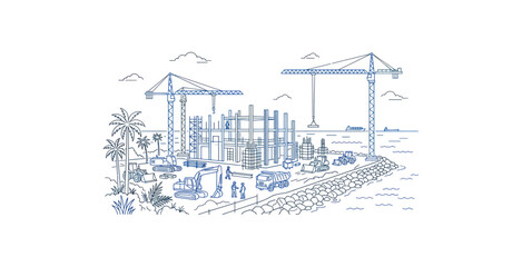 Coastal Construction Site Vector Illustration © AAS