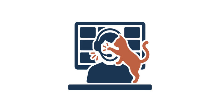 Cat Interrupting Remote Worker Vector Illustration