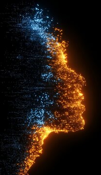 Human Face Profile Displaying Energy Waves in a Dark Environment