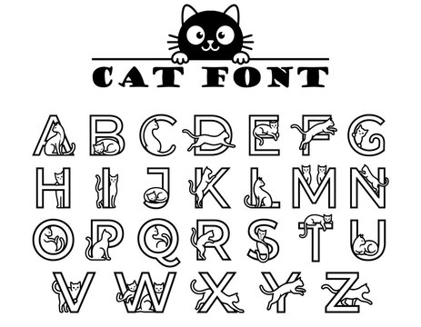 Cute Cat Font Alphabet - Playful Feline Letters for Designs