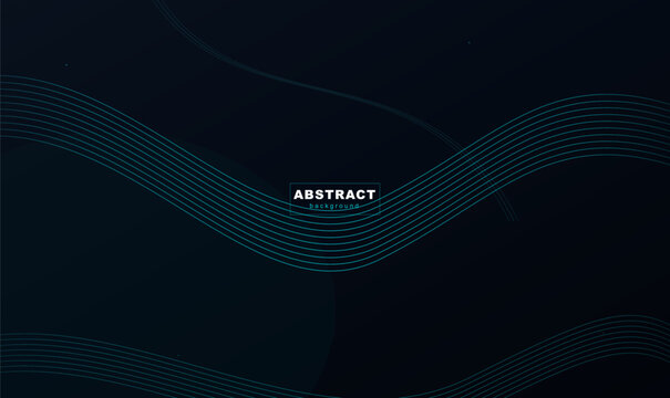 Dark Teal Abstract Background with Parallel Wavy Lines for Technology Corporate Presentation Vector