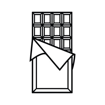 Simple outline illustration of an open chocolate bar with wrapper