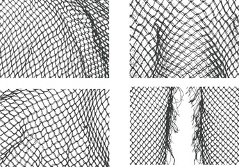 Curved net pattern Grunge Black and White Texture vector illustration. abstract distressed mesh pattern. Seamless design for sportswear or equipment like soccer goals, volleyball nets, basketball hoop © SAGOR