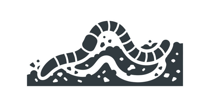 Earthworm Crawling in Soil Minimalist Vector