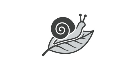 Minimalist Snail on Leaf Vector Illustration © Godo