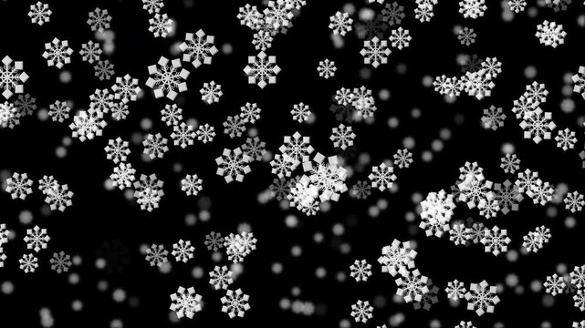 雪の結晶05 中 下降 パターン01 白色 ループ 10秒 （透過背景）