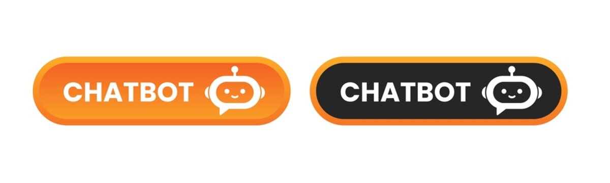 AI Chatbot Button Icons Orange and Dark Web Assistant UI Vector Set
