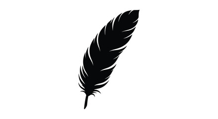 Black feather silhouette against a white background © asma