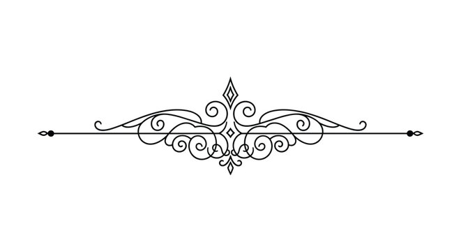 Decorative horizontal flourish with swirls and diamond shapes used as a divider for formal document design.