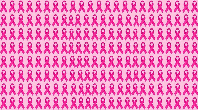 Breast cancer awareness a vibrant pink background covered with numerous pink breast cancer awareness ribbons in a repeating pattern for support and fundraising campaigns