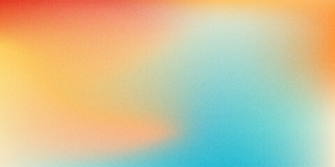 Vibrant summer color gradient background grainy orange blue yellow white noise texture banner retro poster header cover design © Selamet
