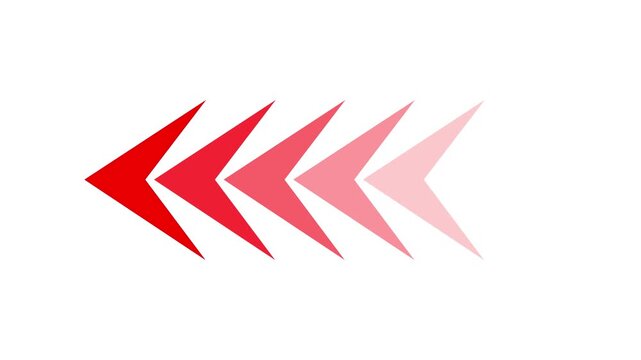 Red arrows moving forward dynamic progression on white background