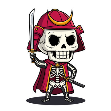 Skeleton Samurai Chibi Character