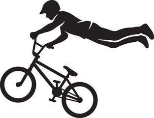 Obraz premium Silhouette of a BMX rider performing an extreme superman stunt in mid-air
