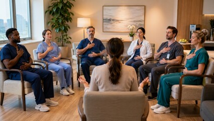 Fototapeta premium Workplace Mental Health Support and Mindfulness Session