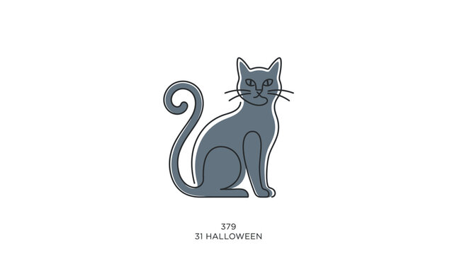 Halloween Black Cat Silhouette Icon