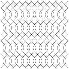 Fototapeta premium Black outline wavy diagonal geometric grid seamless pattern.