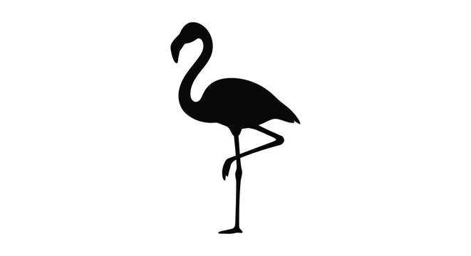 Flamingo Silhouette On White Background Minimalist Bird Shape