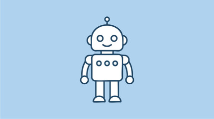Adorable robot standing upright on white background © nathan
