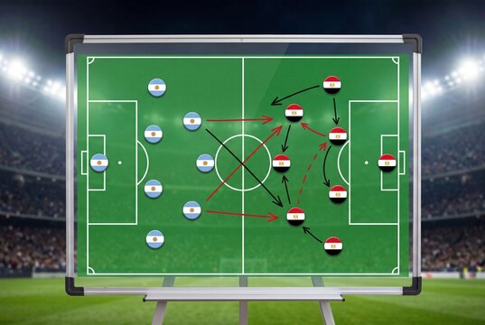 Argentina and Egypt football tactics board in stadium