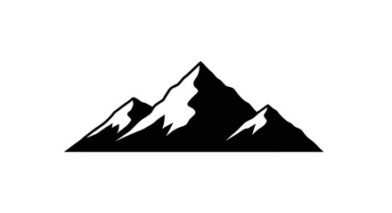 Mountain range stands tall with sharp peaks and snow-capped summits depicted in a bold black and white graphic style. © NGLARANGAN