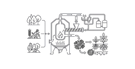 Obraz premium Biomass Energy Production Process Infographic