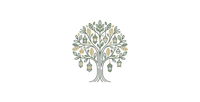 Ramadan Lantern Tree Vector Illustration