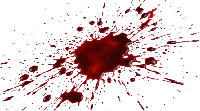 Realistic blood splatter isolated on transparent background