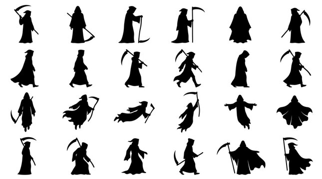 Grim Reaper Silhouette Collection: Death Personification Icons