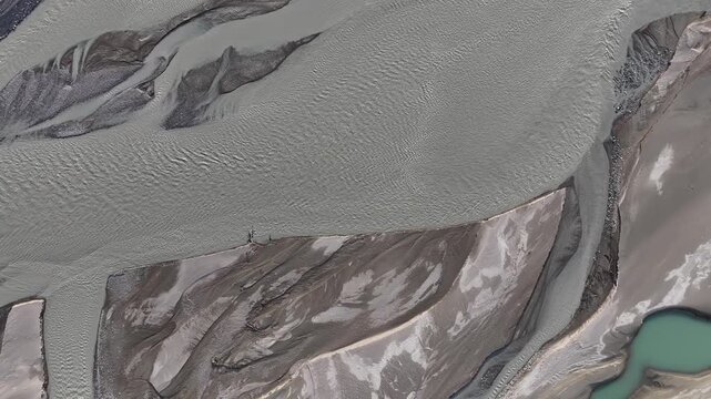 A drone view of picturesque islands at the confluence of the Chilik River and the Bartogoy Reservoir in southeastern Kazakhstan.