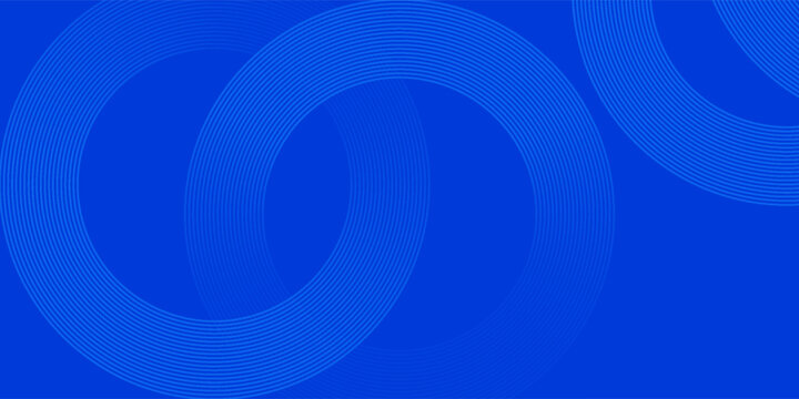 Abstract blue background with overlapping circular lines. Modern corporate tech banner template with dynamic geometric waves and rings for business presentation, web header, and digital wallpaper.
