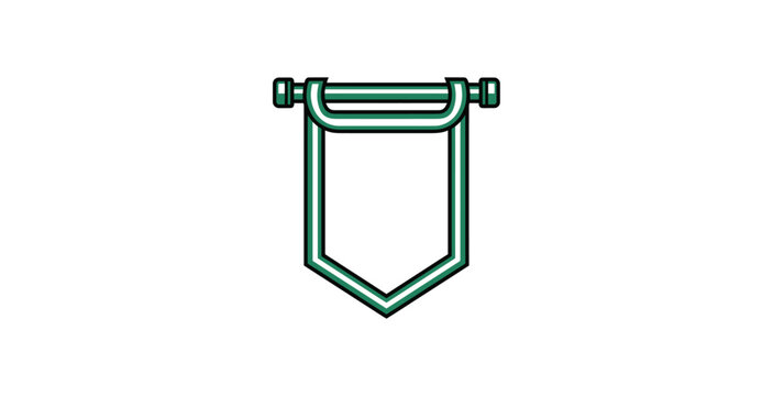 Blank Green and White Pennant Vector Illustration