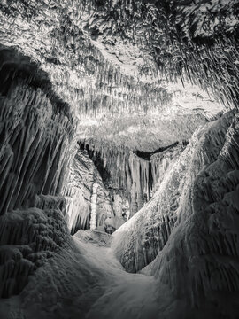 Cave Corridor Black and White