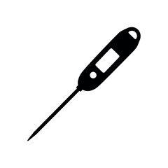 Fototapeta premium Black silhouette of a digital food thermometer with long metal probe