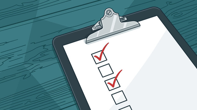 checklist with completed tasks and pending items on clipboard