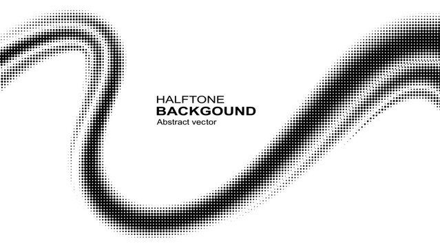 Halftone curved lines effect. Gradient dynamic swirl pattern. Vector illustration.