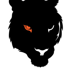 Fototapeta premium Tiger head vector illustration, majestic wild animal mascot logo design, minimalist silhouette icon for sports branding or t-shirt print