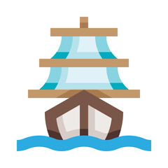 Watercraft frigate battleship sailing vessel ship sailboat boat vector illustration © edt