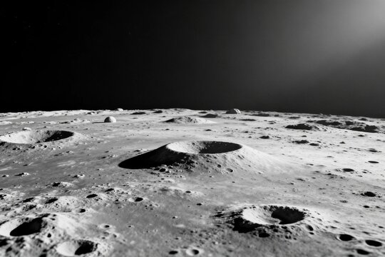 Moon Surface Craters in Black and White