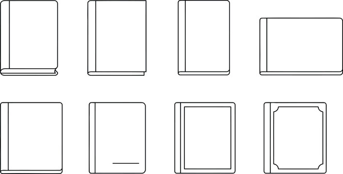 Line art book cover template set with notebook designs for education publishing and reading materials
