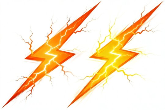 Vibrant Orange Lightning Bolts on White