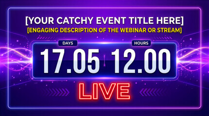 Fototapeta premium Live digital countdown timer for webinar or online event with days hours minutes display