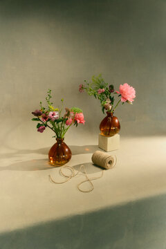 Minimal floral still life with vintage vase
