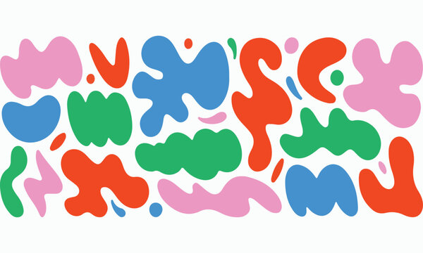 Abstract fluid shapes pattern graphic design, modern colorful forms creative vector texture, organic blob background, trendy illustration style template banner or header backdrop for website art print