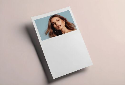 Flyer template with portrait photo on beige surface