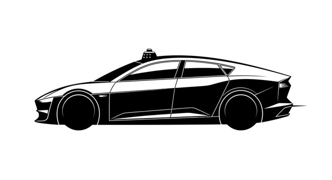 Modern autonomous electric car silhouette side view clean design