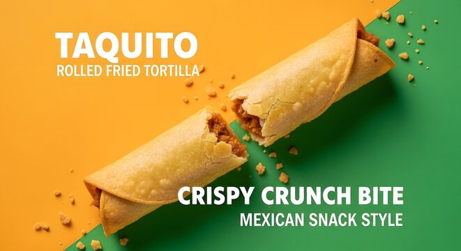 Crispy Taquito Rolled Fried Tortilla Snack on Two Tone Background