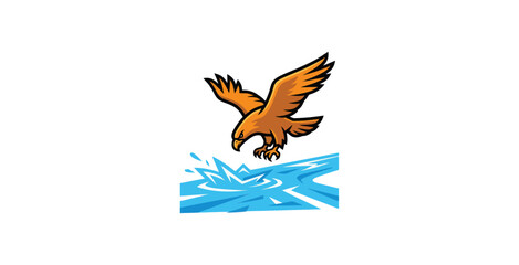 Naklejka premium Eagle Diving Mascot Vector Illustration
