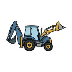 Naklejka premium Backhoe Loader Construction Equipment Machine.